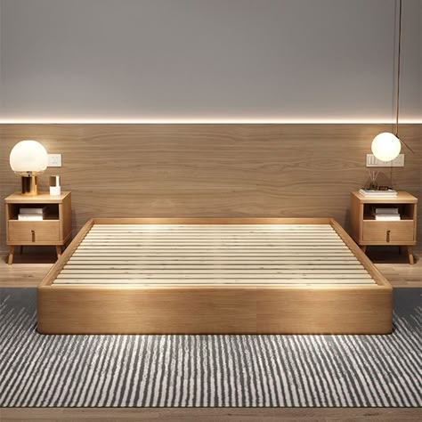 Bed Without Legs, Japanese Bed Frame, Bed Without Headboard, Beautiful Bed Designs, Pillow Case Pattern, Minimalist Bed Frame, Low Platform Bed, Low Bed Frame, Platform Bed Designs