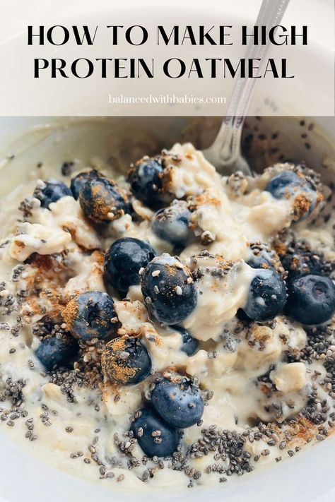 how to make high protein oatmeal High Protein Oats, Healthy Oats Breakfast, Blueberry Oatmeal Recipes, Quick Oat Recipes, Protein Blueberry, Vegetarian High Protein, Post Workout Meal, Oats Recipes Breakfast, Protein Oats