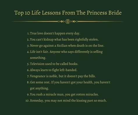 Everything you need to know in life,... - The Princess Bride The Princess Bride Quotes, Princess Bride Funny, Princess Bride Quotes, 10 Life Lessons, Bride Quotes, Life Isnt Fair, The Princess Bride, Lyrics I Love, Princess Bride