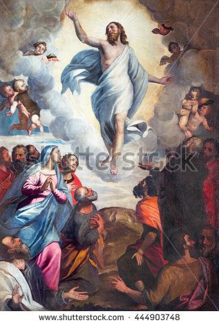 BRESCIA, ITALY - MAY 22, 2016: The painting Ascension of the Lord in church Chiesa di Santa Maria del Carmine by Bernardino Gandino (1587 - 1651). The Annunciation Painting, Ascension Of The Lord, Jesus Ascension, Ascension Of Jesus, Christ Painting, Catholic Pictures, Jesus Christ Painting, Photo Mural, Painting Canvases