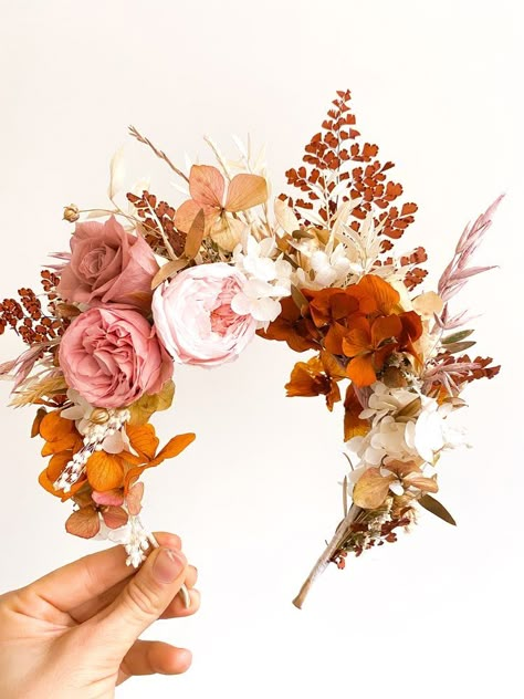 Fall Flower Crown, Headband Flowers, Boho Bridal Hair, Idee Cricut, Flower Headbands, Bunny Tails, Headband Flower, Hair Flowers, Fall Wedding Flowers