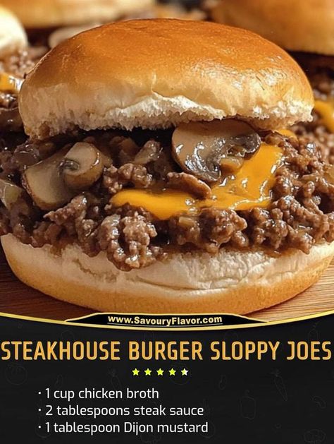 Sips n Eats | Steakhouse Burger Sloppy Joes | Facebook Burger Sloppy Joes, Steakhouse Burger, Sloppy Joe Recipe, Hamburger Dishes, Sandwhich Recipes, Joe Recipe, Sloppy Joes Recipe, Sloppy Joe, Steak Sauce