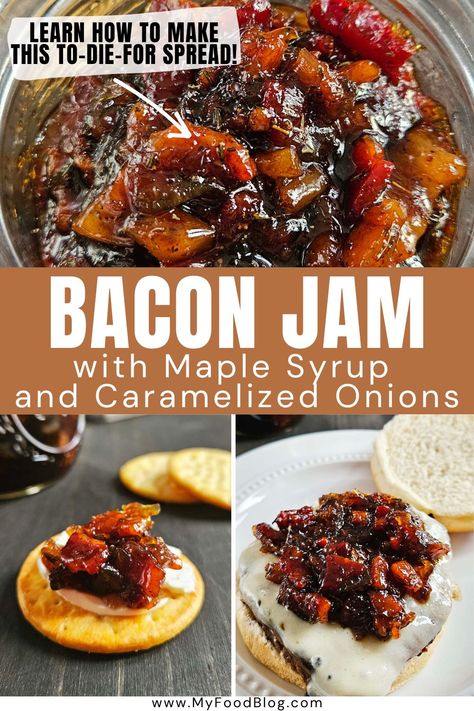 Apple Bacon Chutney, Bacon Chutney Recipes, Savory Chutney Recipes, Bacon Marmalade Recipe, Maple Appetizers, Maple Bacon Onion Jam Recipe, Maple Bacon Jam Recipe, Maple Bacon Onion Jam, Bacon Chutney