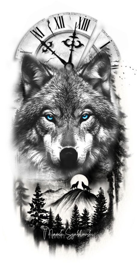 Tattoo design Wolf tattoo, tattoo scetch. Half Sleeve Tattoos Wolf, Kurt Tattoo, Wolf Face Tattoo, Wolf And Moon Tattoo, Wolf Tattoos For Women, Werewolf Tattoo, Tatoo Dog, Wolf Tattoo Back, Wolf Sleeve