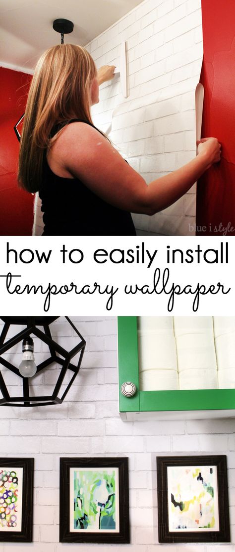 TEMPORARY REMOVABLE WALLPAPER! How to easily install self-adhesive, temporary removable wallpaper, like Tempaper and other brands. Detailed tutorial with step by step instructions. Diy Home Decor For Renters, Temporary Wallpaper Bathroom, Home Decor For Renters, Temporary Wallpaper Bedroom, Decor For Renters, Removable Wallpaper Bathroom, Renters Decorating, Bathroom Decor Ideas Themes, Trendy Diy