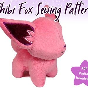 30% OFF Plush Sewing Pattern Fox and Fennec Stuffed Animal | Etsy Minions, Wolf Craft, Eevee Plush, Fox Stuffed Animal, Feather Stitch, Animal Sewing Patterns, Cute Beanies, Fox Pattern, Kawaii Plushies