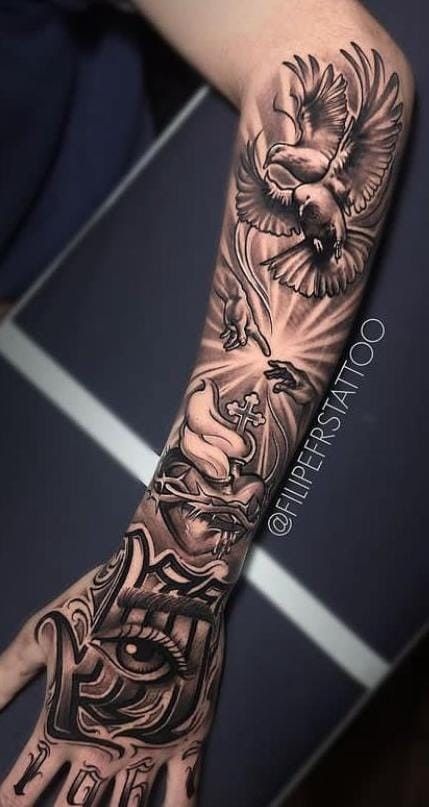 Feather Tattoo For Men, Arm Tattoos For Guys Forearm, Half Sleeve Tattoo Stencils, Leg Sleeve Tattoos, Leg Tattoo Ideas, Simple Forearm Tattoos, Chicano Tattoos Sleeve, Skull Sleeve Tattoos, Forearm Sleeve Tattoos