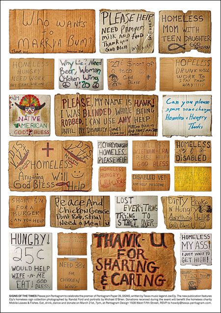 Signs of the Times Pentagram Panhandling Signs, Funny Homeless Signs, Homeless Signs, Homelessness Art, Homelessness Awareness, Garage Sale Signs, Sale Sign, Homeless People, Helping The Homeless