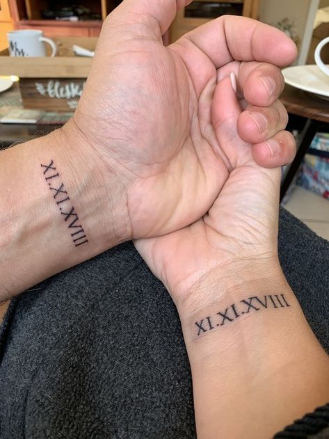 Date Tattoos Men, Numeros Tattoo, Roman Numeral Birthday Tattoo, Birth Date Tattoo Ideas, Roman Numeral Birthday, Roman Numbers Tattoo, Roman Numeral Tattoo, Roman Numeral Tattoos, Birthday Tattoo