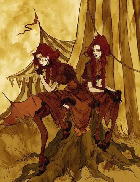 Conjoined Twins - Abigail Larson Abigail Larson, Conjoined Twins, Night Circus, Dark Arts, Creepy Art, Gothic Art, Horror Art, Book Illustration, Art Vintage