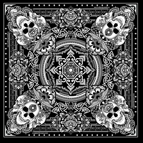 Bandana Designs on Behance Bandana Tattoo, Bandana Designs, Black And White Art Drawing, Bandana Design, Geometric Pattern Design, Textile Pattern Design, Comic Art Girls, Skull Wallpaper, Phone Wallpaper For Men