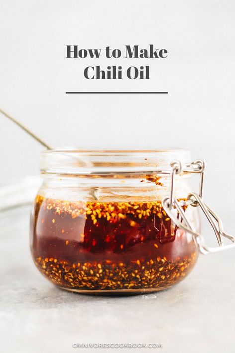 How to Make Chili Oil (辣椒油) - Omnivore's Cookbook Make Chili Oil, Chinese Chili Oil, Making Chili, Chinese Chili, Chili Oil Recipe, How To Make Chili, Cibo Asiatico, Oil Making, Chili Oil