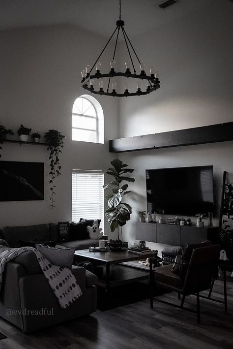 Goth Living Room, Gothic Living Room, Gothic Decor Bedroom, Dark Home Decor, Future Apartment Decor, Goth Home Decor, Dark Home, Apartment Aesthetic, Indie Room