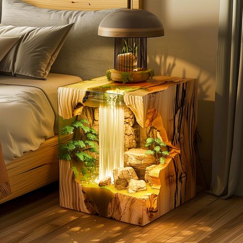 Aqua Dreams: Dive into the World of Waterfall Epoxy Bedside Tables - ArtistryApex.com Epoxy Resin Table Ideas, Waterfall Bedroom, Saved Pictures, Diy Wood Plans, Epoxy Projects, Epoxy Ideas, Project House, Epoxy Resin Table, Matching Furniture