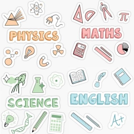 School Subjects Stickers, Math Calligraphy Design, Subject Stickers Aesthetic, Math Stickers Printable, Subject Stickers Free Printable, Stickers For Studying, Study Stickers Printable, School Stickers Labels, Notebook Labels