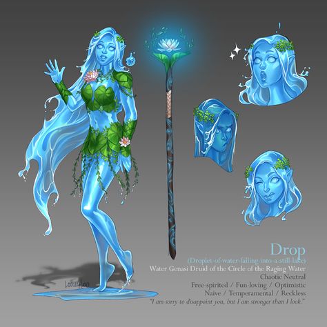 Female Water Genasi, Water Genasi Druid, Water Genasi, Dungeons And Dragons Characters, Dnd Art, Fantasy Concept Art, Arte Fantasy, Dnd Characters, Fantasy Artwork