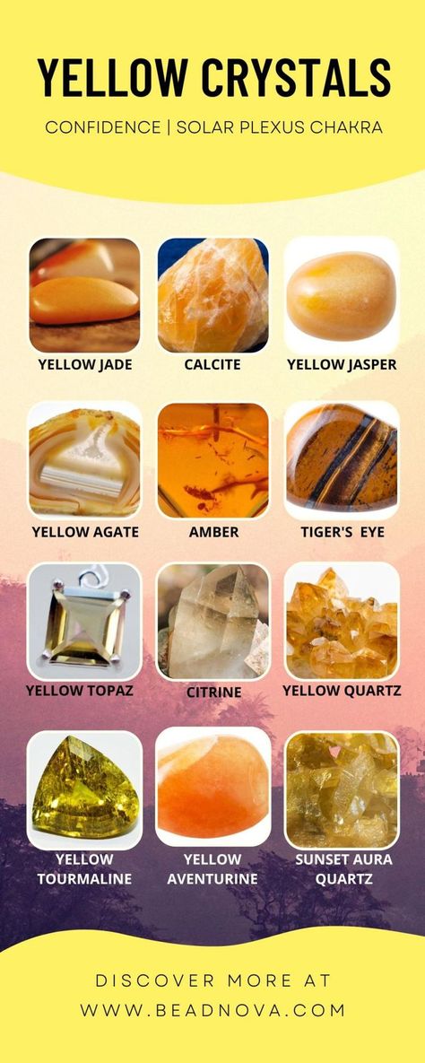 yellow crystals and stones Yellow Meaning, Unblock Chakras, Topaz Meaning, Names Meaning, Yellow Crystals, Crystal Names, How To Make Crystals, Yellow Jasper, Topaz Yellow