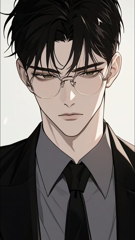 Manhwa Guy With Glasses, Anime Handsome Character, Handsome Anime Guys Suits, Most Handsome Anime Characters, Guy With Glasses Art, Anime Boys With Glasses, Hot Manhwa Characters Man, Anime Guy Reference, Manhwa Character Male