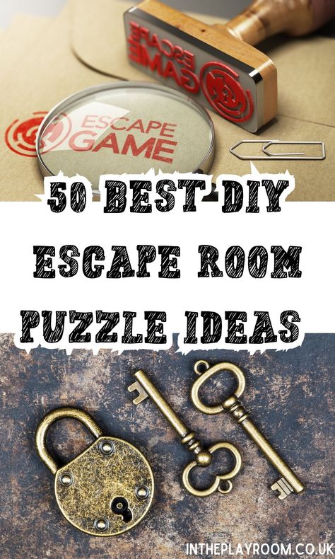 50 Best DIY Escape Room Puzzle Ideas   - In The Playroom Room Escape Ideas, Detective Games For Adults, Puzzle Ideas For Escape Rooms, Escape Puzzle Ideas, How To Make Escape Room, Jumanji Escape Room, How To Make An Escape Room Gift, Escape Room Board Game, Library Escape Room Ideas