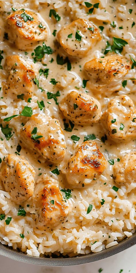 Creamy Herb Chicken & Basmati Rice – Chasety What To Make With Basmati Rice, Chicken Rice Brocoli, Creamy Chicken Recipes Healthy, Chicken Recipes For Dinner With Rice, Chicken With Basmati Rice, Chicken With Rice Recipes Healthy, Chicken Rice Stovetop, Really Good Chicken Recipes, Main Dish With Rice