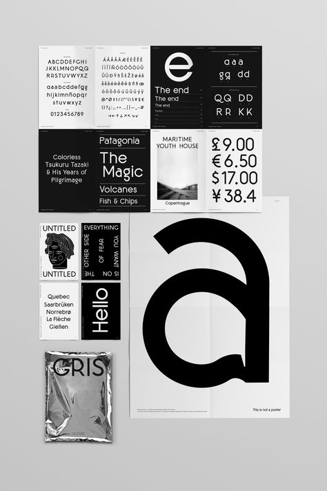 Gris typeface. Cynthia Torrez on Behance Typography Specimen Booklet, Font Specimen Poster, Typeface Booklet, Typography Booklet, Simple Layout Design, Type Specimen Poster, Layout Editoriale, Typography Book Layout, Font Specimen