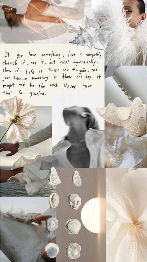 pearls, soft aesthetic, beach shells, flowy shapes, neutral color pallet, mood board, creative inspiration Pearl Mood Board, Neutral Color Pallet, Mindset Inspiration, Beach Shells, Soft Aesthetic, Aesthetic Beach, Soft Summer, Aesthetic Summer, Beach Aesthetic