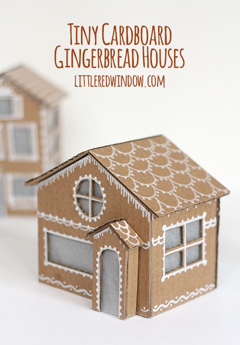 Make your own adorable Tiny Gingerbread Houses from cardboard! They're so charming and easy to make! Small Houses, Cardboard Gingerbread Houses, Cardboard Gingerbread House, Diy Christmas Village, Cardboard House, God Jul, Christmas Villages, Gingerbread Houses, Village Houses