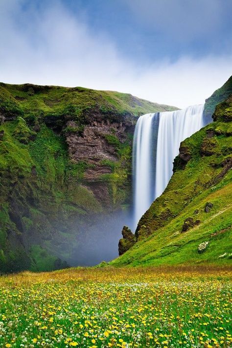 Skogafoss, Iceland. On our boomer bucket list. Skogafoss Waterfall, Filter Air, Photoshop Backgrounds, Iceland Travel, Beautiful Waterfalls, Reykjavik, Pretty Places, Places Around The World, Vacation Spots