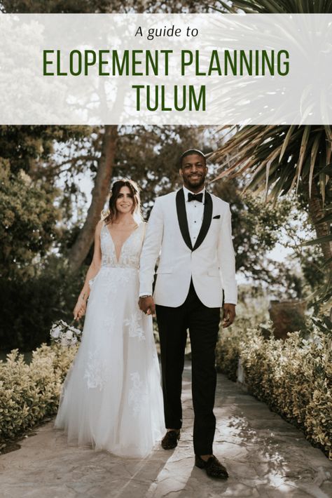 Tulum Mexico Elopement Planning - Emily Kidd | Wedding Photographer Las Vegas, Tulum Micro Wedding, Elopement Ideas Mexico, Elope In Mexico, Wedding In Tulum Mexico, Mexico Elopement Destinations, Tulum Wedding Venue Mexico, Tropical Black Tie Wedding, Mexican Elopement