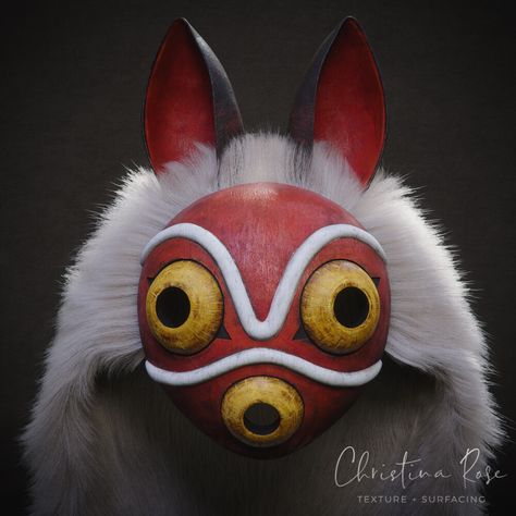 Mononoke's Mask, Christina Ryan on ArtStation at https://www.artstation.com/artwork/v26mZY Princess Mononoke Mask, Mononoke Mask, Princes Mononoke, Sans Mask, San Cosplay, Remember Drawing, Princess Mononoke Cosplay, Diy Clay Mask, Sans Cosplay