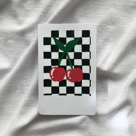 🍒 Feel free to use as reference! Don't steal photo. If you want the picture to post, please credit me! ;) IG: @yesulbyhannah Aesthetic Deck Of Cards, Card Deck Painting, Painting On A Deck Of Cards, Painted Playing Cards Diy, Painting On Cards Deck, Paint Playing Cards, Deck Of Cards Painting, Deck Of Card Painting Ideas, Painted Cards Deck