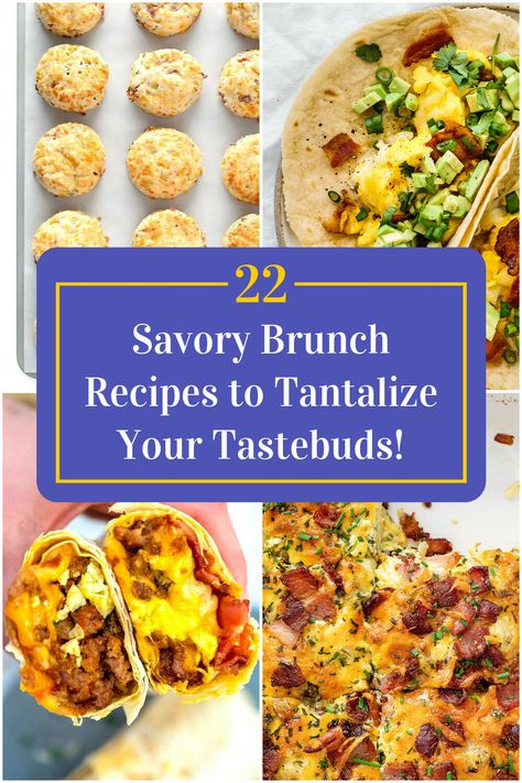 Collage of 4 savory brunch recipes. Savory Brunch Recipes, Savory Brunch, Weekend Brunch Recipes, Christmas Brunch Recipes, Best Brunch Recipes, Fall Brunch, Summer Brunch, Easy Brunch, Brunch Menu