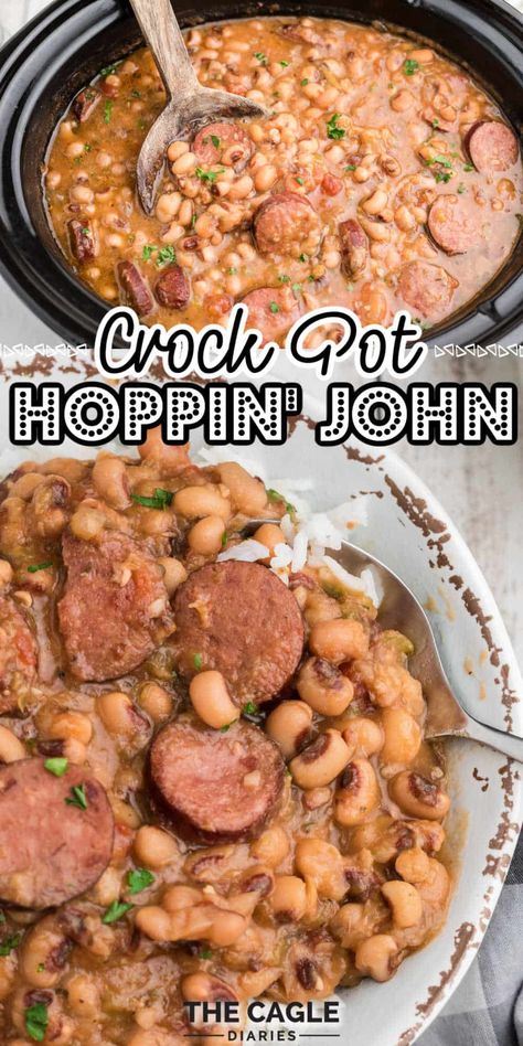 Pot Luck Dishes Easy Crockpot, Hoppin Johns, Pot Luck Ideas, Hoppin John Soup, Black Eyed Peas Recipe Crock Pot, Blackeyed Pea Recipes, Blackeye Peas, Hoppin John Recipe, Bean Dishes