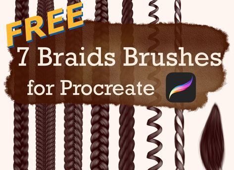 Download these 7 amazing and handsome braid Procreate brushes for free. By adding these braids, you can use them to complete the full feminine look of the character. Seven brushes give you the ability to realize any idea. You can draw illustrations with a realistic look of hair braid with the pencil of the iPad. Hair Brush Procreate, Brush Procreate Free, Hair Brushes Procreate, How To Make Braids, Sketching Procreate, Hair Procreate, Brushes For Hair, Procreate Free Brushes, Anime Procreate