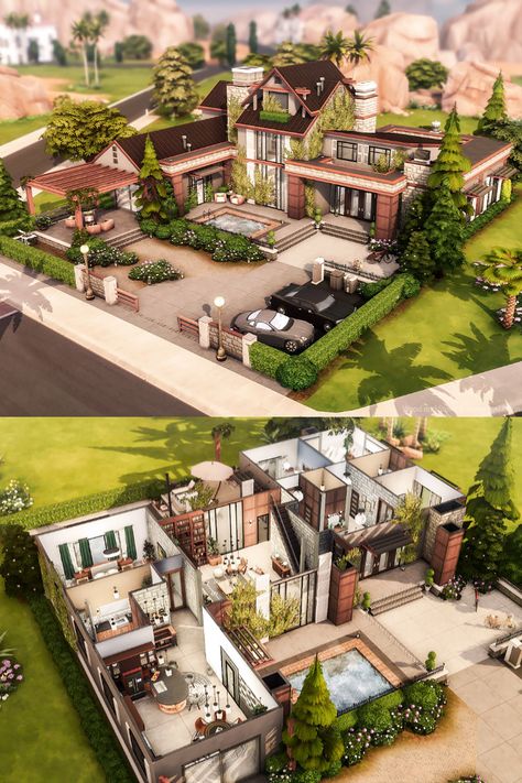 Sims 4 Family House, Sims 4 Modern House, Sims 4 Houses Layout, Lotes The Sims 4, The Sims 4 Lots, Sims Freeplay Houses, Sims 4 Family, Sims 4 House Building, Sims 4 House Plans