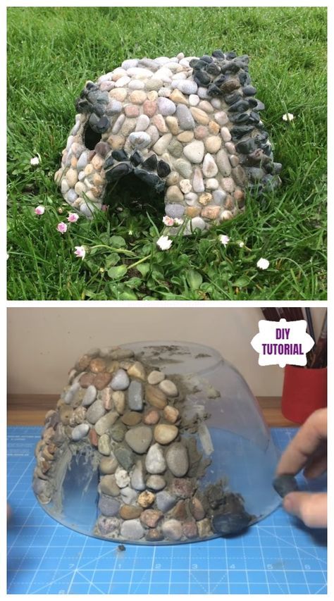 Fairy House Tutorial, Stone Fairy House, Kandang Hamster, Fairy Garden Ideas Diy, House Tutorial, Jardim Diy, Fairy Garden Plants, Desain Quilling, Fairy House Diy