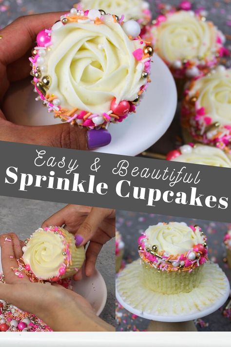 #modelagemartísticacupcakes #pitéugastronomiacriativa Water Cupcakes, Wilton 1m, Frost Cupcakes, Deco Cupcake, Cupcakes Design, Fancy Sprinkles, Cupcake Decorating Tips, Fancy Cupcakes, Sprinkle Cupcakes