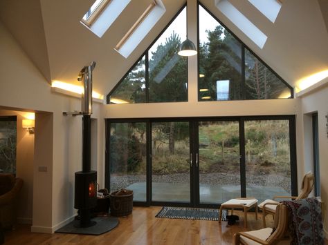 Internal view of glazed gable extension Glazed Gable, Bungalow Conversion, Orangery Extension, Bungalow Extensions, Kitchen Diner Extension, Garden Room Extensions, House Extension Plans, Bungalow Renovation, Open Plan Kitchen Living Room