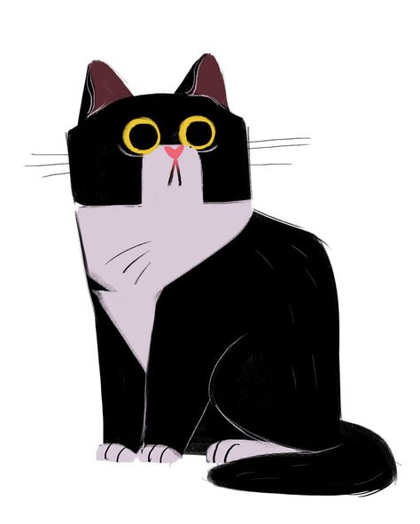 Daily Cat Drawings Daily Cat Drawings, Tuxedo Cat Art, Cat Doodles, Cat Drawings, Cat Doodle, Cat Pose, Cat Character, Arte Inspo, Tuxedo Cat