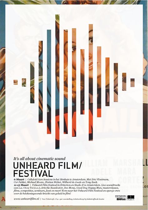 12. Unheard Film Festival Event Flyer Example // New Flyer Design Examples, Templates & Ideas Design De Configuration, Poster Grafico, Museum Branding, Posters Inspiration, Film Festival Poster, Best Posters, Poster Graphic Design, Event Posters, Art Assignments