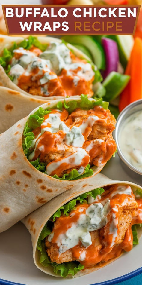 Spicy, tangy, and creamy—these Buffalo Chicken Wraps are the ultimate quick meal. Perfect for a weeknight dinner or a game day snack, they’ll satisfy your cravings every time. Buffalo Chicken Bacon Ranch Wrap, Buffalo Chicken Wrap Cheddars Copycat, Spicy Buffalo Chicken Wraps, Buffalo Chicken Tender Wraps, Buffalo Wraps Healthy, Blt Chicken Wraps, Low Cal Buffalo Chicken Wrap, Buffalo Chicken Panini Recipes, Macro Friendly Buffalo Chicken Wrap