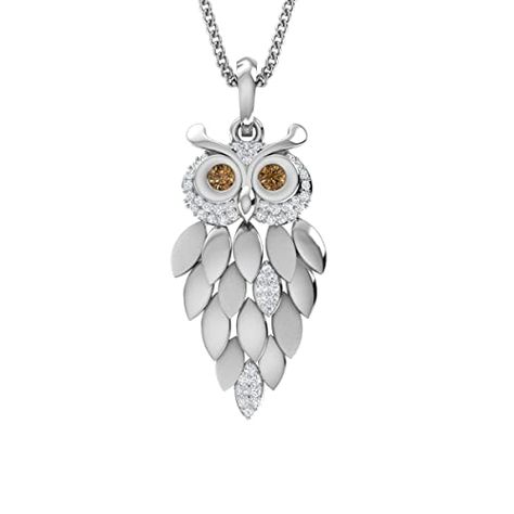 TRUTH JEWELS INC 1/6 Cttw Round Cut Natural Diamond Vintage Owl Pendant Necklace In 925 Sterling Silver With Chain(18 Inch) For Women |(Color J-K, Clarity I1-I2)|Real Diamond Fine Jewelry Gift Box Included Owl Pendant Necklace, Diamond Pendants, Symbolic Jewelry, Owl Jewelry, Pendent Necklace, Owl Pendant, Vintage Owl, Fine Jewelry Gift, Vintage Diamond