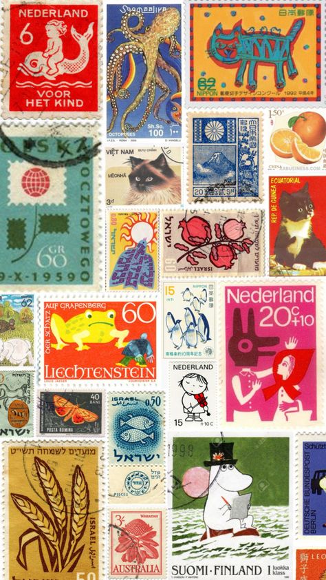 #collage #wallpaper #stamps #stamp #vintagestamps #stampcollage #stampwallpaper #aesthetic Scrapbook Printing, Collage Art Projects, Collage Wallpaper, Scrapbook Printables, Post Stamp, Victorian Art, Vintage Stamps, Hippie Art, Art And Illustration