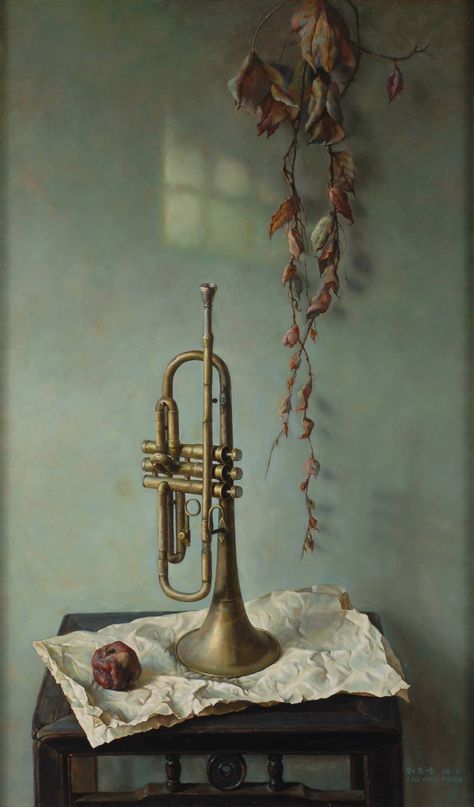 Ideas Cuadros, Jazz Trumpet, 50s Art, Instruments Art, Music Collage, Music Artwork, Big Photo, Trumpets, Still Life Art