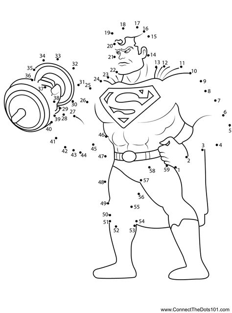 Superman Excersice Dot to Dot Dot To Dot, Dotted Page, Connect The Dots, Printable Worksheets, Super Hero, Le Point, Superman, Dots, Marvel