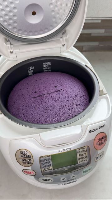 Kat Lieu on Instagram: "My ditto marshmallow cake’s is soft and perfect like me! Soft and fluffy ube chiffon cake, comes out bouncy like a pillow from a rice cooker by @katlieu

The easiest way is to use a ditto but if you can’t find it in the wild, I have a cake recipe for you ⬇️

-4 eggs yolks
-1 cup cake flour
-2 tablespoons sugar
-1/2 tsp baking powder
-A little salt or miso
-1/2 cup Chi Forest’s @chiforest sparkling water, Grape Delight flavor (available at your local Costco!)
-1 tbsp Greek yogurt
-1 tsp to tbsp ube extract for purple and ube flavor

Firm peaks egg white:
-1/2 cup confections’ sugar (for the firm peaks meringue)
-Cream of tartar or lemon juice
-4 egg whites

Rice cooker: Once on the Mixed Mode, Once on the hard mode. If the cake is still not done, once more on Quick m Ube Marshmallows, Grape Delight, Ube Bundt Cake, Best Ube Cake Recipe, Ube Macapuno Cake Recipe, Ube Japanese Cheesecake, Ube Extract, Marshmallow Cake, Ube Recipes