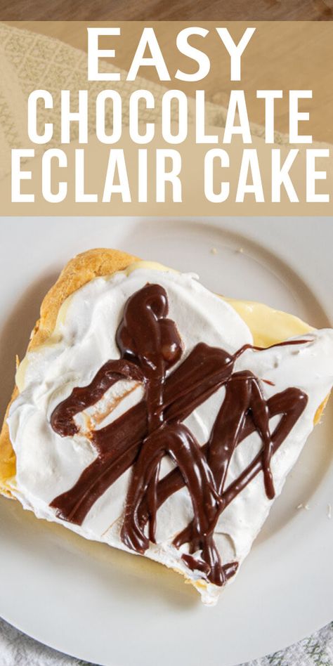 This amazing easy chocolate eclair cake, with the same flavors as a traditional eclair, but so much easier! Dont be fooled, it tasted amazing! Chocolate Eclair Dessert, Recipes Deserts, Chocolate Eclair Cake, Chocolate Eclairs, Eclair Recipe, Eclair Cake, Chocolate Eclair, Easter Desserts Recipes, Choux Pastry