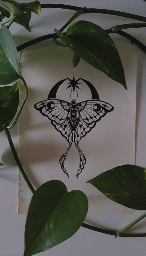 Luna moth symbolize transformation and rebirth #lunamoth#moth#ink#art#mothtattoo#lunamothtattoo#pothos#moon#tattoodesign#mothtattoodesign#mar Croquis, Moth Tattoo Long Tail, Luna Moths Tattoos, Long Moth Tattoo, Moth Art Reference, Dark Luna Moth Tattoo, Luna Moth Drawing Tattoo, Spanish Luna Moth Tattoo, Luna Moth Tattoo Stencil