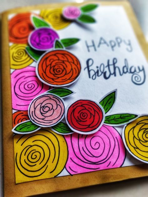 Birthday card using camlin brush pen, Doodle pen, Handmade card Teachers Day Journal Ideas, Birthday Card For A Teacher, Ideas Caratulas, Fancy Fonts Alphabet, Greeting Cards For Teachers, Doodle Pen, Pen Doodle, Handmade Greeting Card Designs, Yarn Crafts For Kids