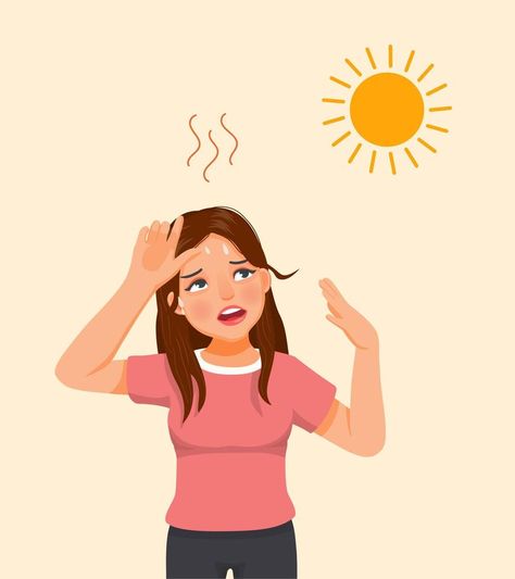 Beautiful young woman suffering from heat wave stoke in very hot weather temperature because of global climate change Writer Logo, Weather Temperature, Hot Temperature, Wave Drawing, Waves Icon, Waves Vector, Weather And Climate, Girly Art Illustrations, Color Pencil Art